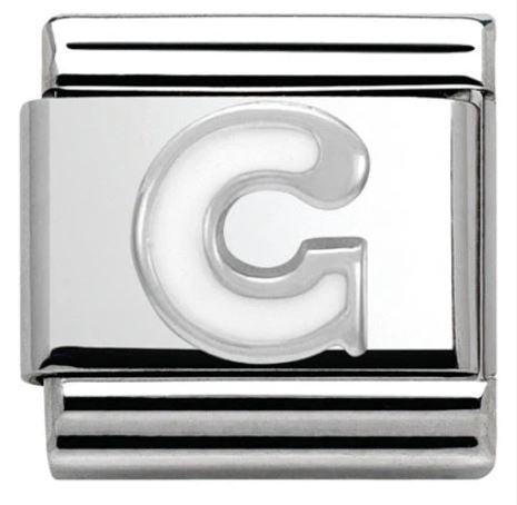 Nomination Classic Silvershine and Enamel Letter Initial White Enamel Charm 330205
