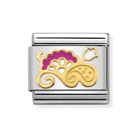 Nomination Classic 18K Gold and Enamel Pink and White Cashmere Flower Bouquet Charm 030281/23