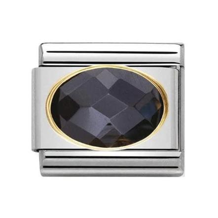 Nomination Classic 18K Gold Black Oval Faceted Cubic Zirconia Set Charm 030601/011