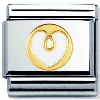 Nomination Classic 18K Gold and Enamel Gold & White Heart Charm 030279/01