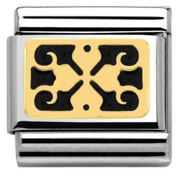 Nomination Classic 18K Gold and Enamel Black Four Leaf Clover Charm 030280/23