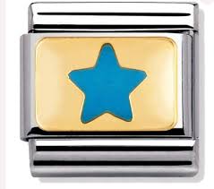 Nomination Classic 18K Gold and Enamel Gold & Light Blue Star Charm 030209/11