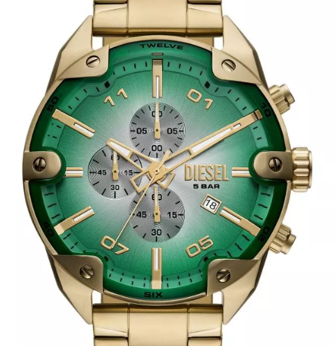 DIESEL Spiked Gold Plated Stainless Steel Bracelet Watch