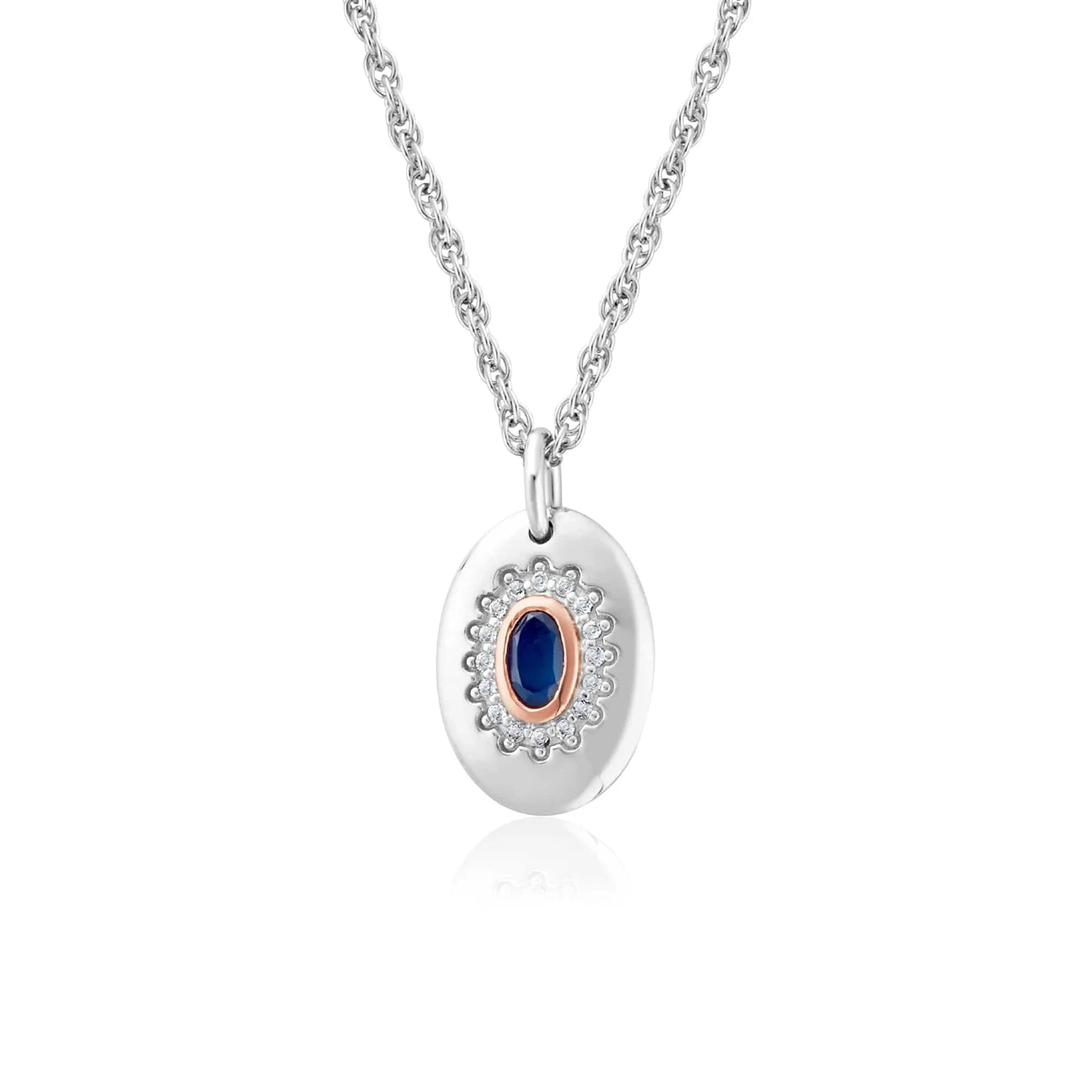 3SLDD0074 Clogau Silver/9ct gold Princess Diana Sapphire pendant