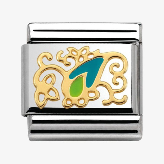 Nomination Classic 18K Gold and Enamel Green and Blue Cashmere Drop Charm 030281/30