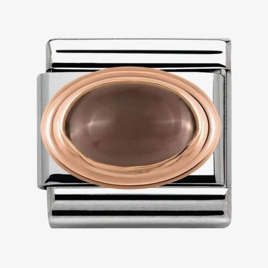 Nomination Classic 9ct Rose Gold Oval Smokey Quartz Set Charm 430501/29