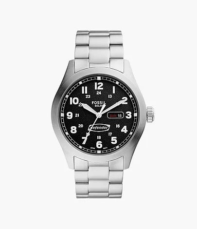 Fossil Defender Solar-Powered Stainless Steel Bracelet Watch