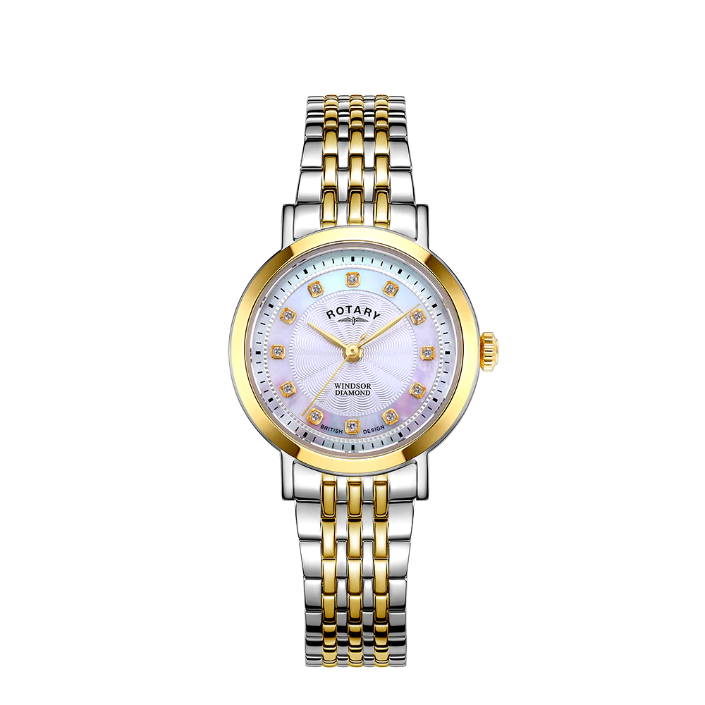 Rotary Windsor Diamond set MOP dial 2 tone stainless steel bracelet watch
