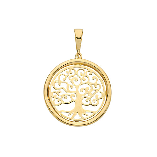 9ct Yellow Gold Round Tree of Life Pendant