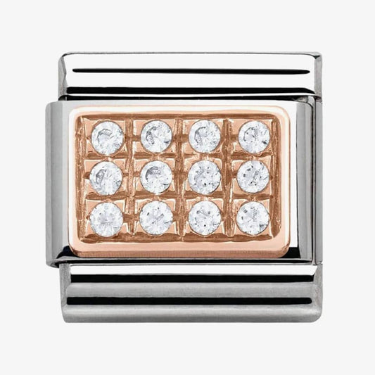 Nomination Classic 9ct Rose Gold White Cubic Zirconia Set Plate Charm 430301/01