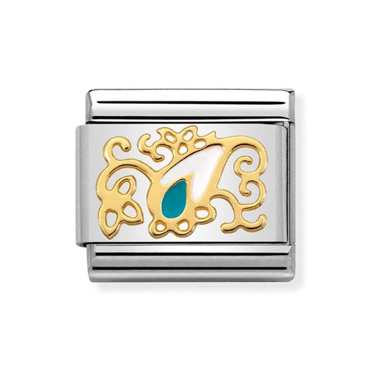 Nomination Classic 18K Gold and Enamel White and Blue Cashmere Drop Charm 030281/29