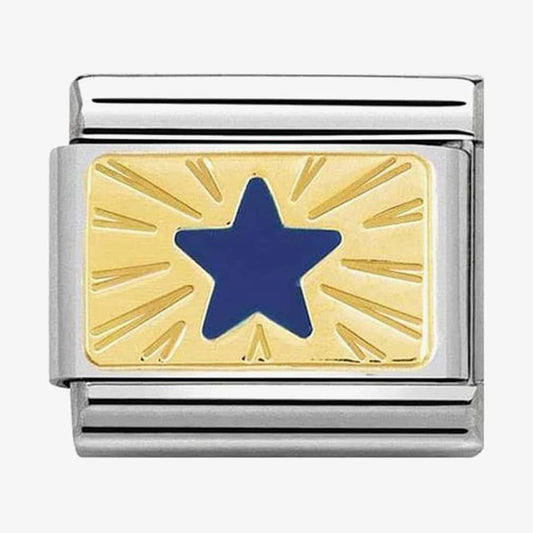 Nomination Classic 18K Gold and Enamel Gold & Blue Cosmic/Cosmo Star Charm 030284/41