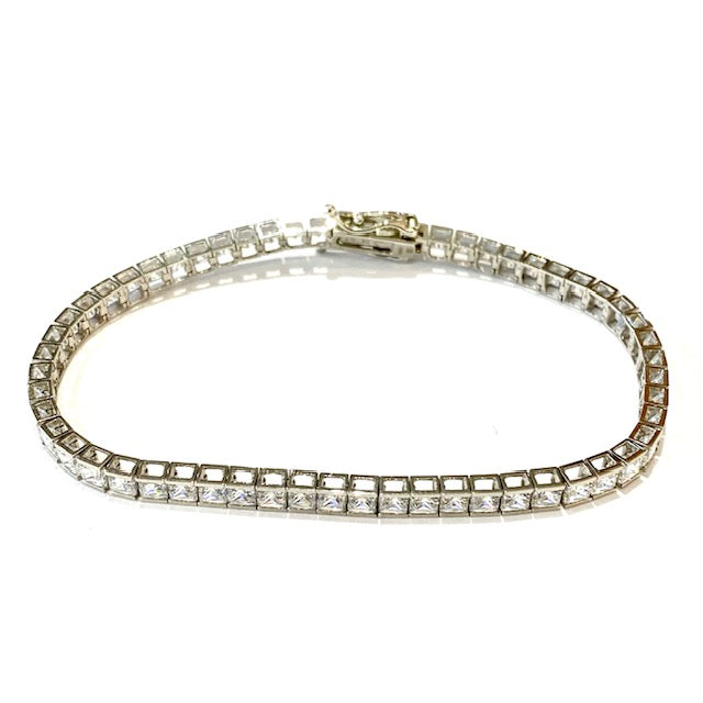 9ct W/G Princess set Crystal Tennis Bracelet 13.25ct