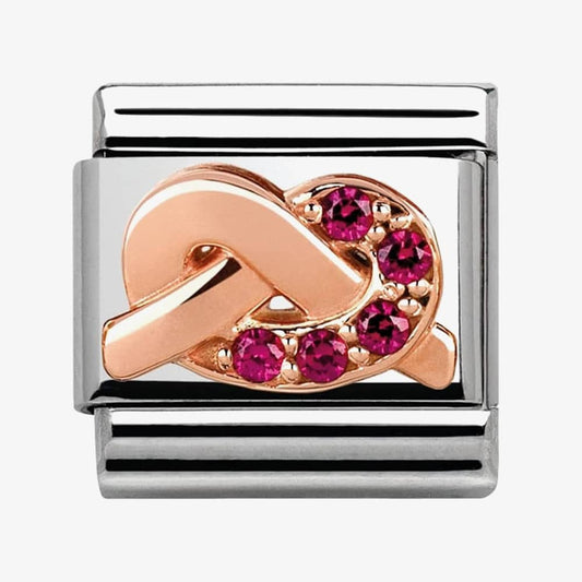 Nomination Classic 9ct Rose Gold Red Cubic Zirconia Set Knot Charm 430302/09