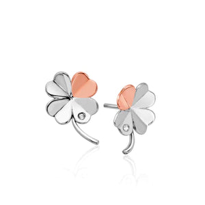 3SLCL0608 Clogau Silver/9ct gold Clover stone set stud earrings