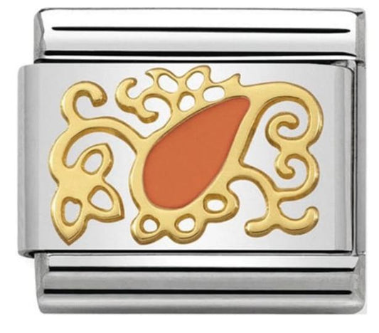 Nomination Classic 18K Gold and Enamel Orange Cashmere Drop Charm 030281/26