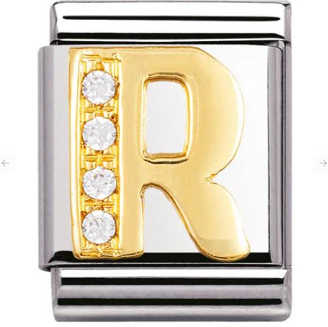 Nomination Big 18k Gold Letter Initial CZ Set Charm 032301