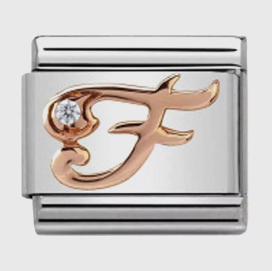 Nomination Classic 9ct Rose Gold Letter Initial CZ Set Charm 430310