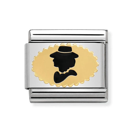Nomination Classic 18K Gold and Enamel Gold & Black Madame/Lady Silhouette Charm 030285/16
