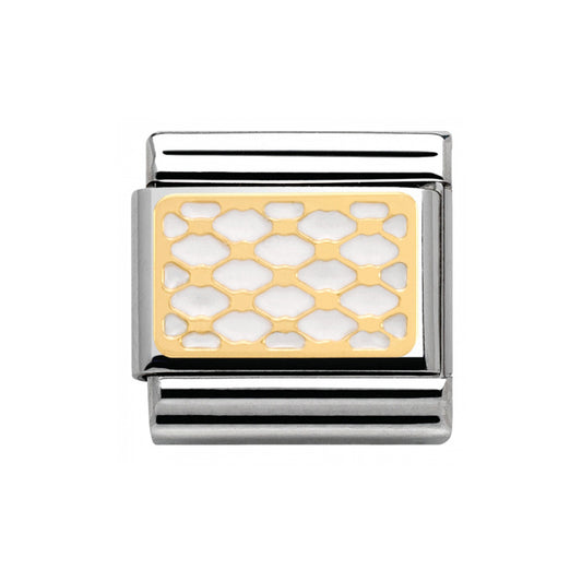 Nomination Classic 18K Gold and Enamel White and Gold Plot Grid Charm 030281/07
