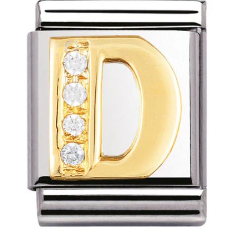 Nomination Big 18k Gold Letter Initial CZ Set Charm 032301