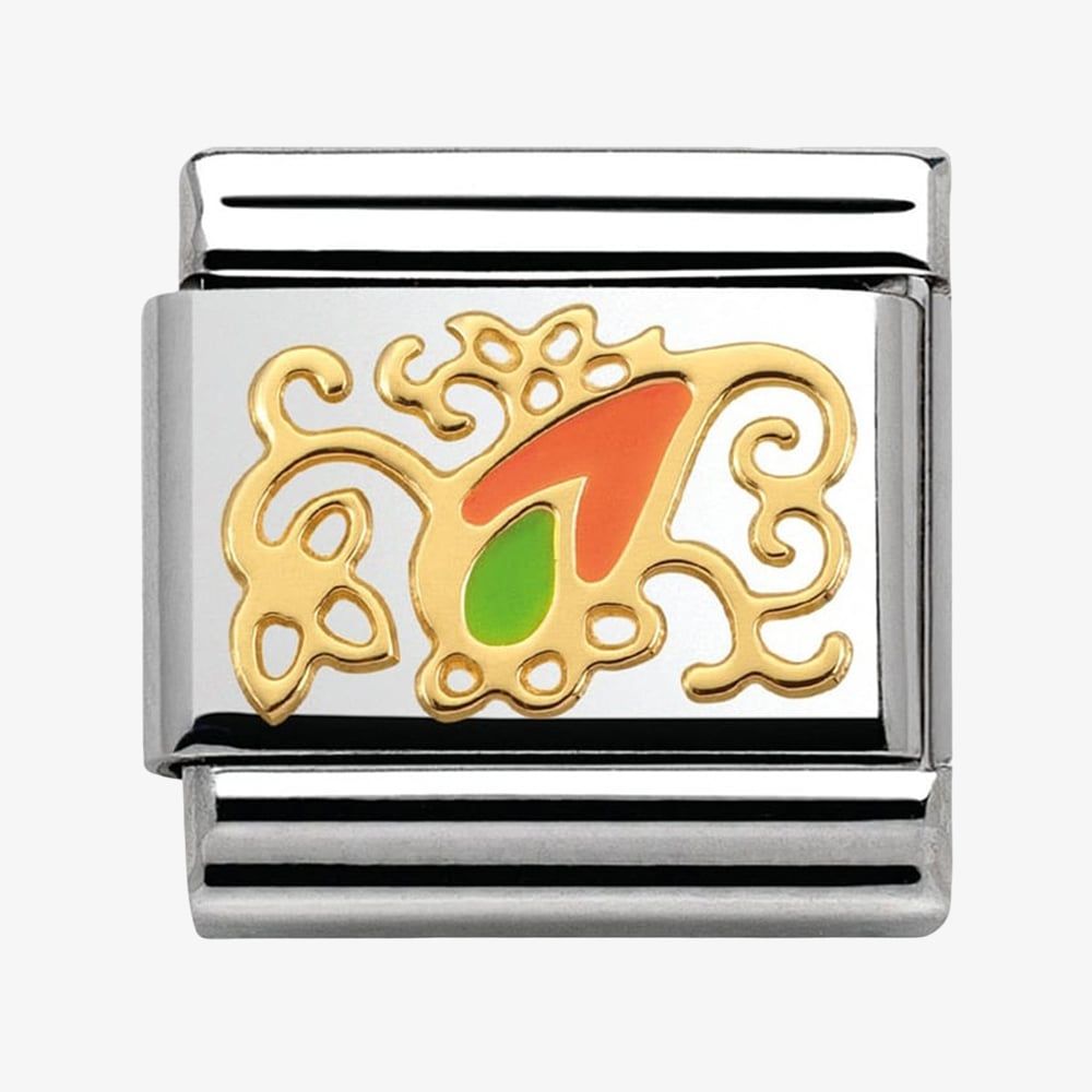 Nomination Classic 18K Gold and Enamel Orange and Green Cashmere Drop Charm 030281/31