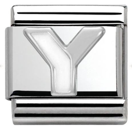 Nomination Classic Silvershine and Enamel Letter Initial White Enamel Charm 330205
