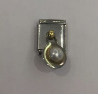 Nomination Big 18K Gold White/Black Pearl Set Dangle Pendant Charm 033502/13