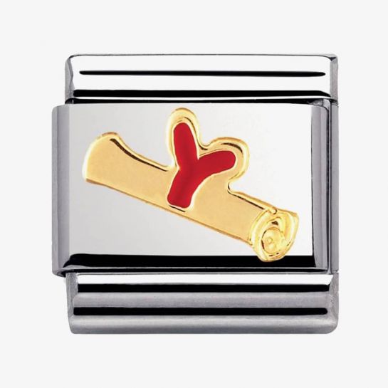 Nomination Classic 18K Gold and Enamel Graduation Scroll Charm 030223/03