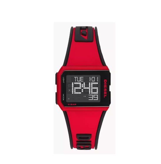 DIESEL Chopped Digital Red Black Watch