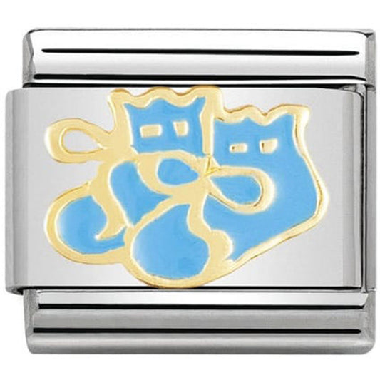 Nomination Classic 18K Gold and Enamel Gold and Blue Baby Booties Charm 030228/41