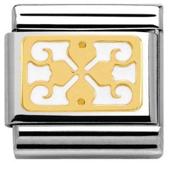 Nomination Classic 18K Gold and Enamel White Four Leaf Clover Charm 030280/15