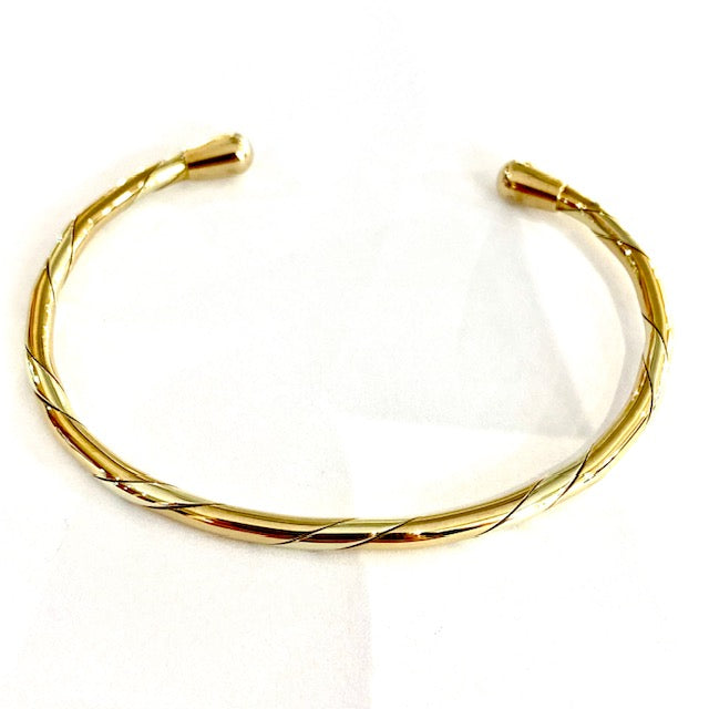 9ct Yellow & White Gold Twisted Torque Bangle