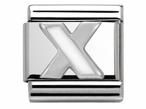 Nomination Classic Silvershine and Enamel Letter Initial White Enamel Charm 330205