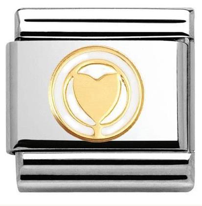 Nomination Classic 18K Gold and Enamel Gold & White Infinite Love Heart Charm 030279/03