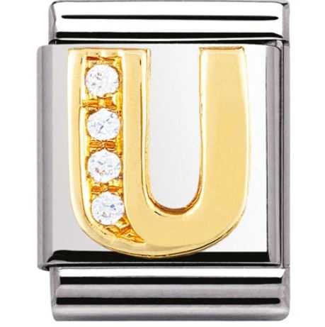 Nomination Big 18k Gold Letter Initial CZ Set Charm 032301