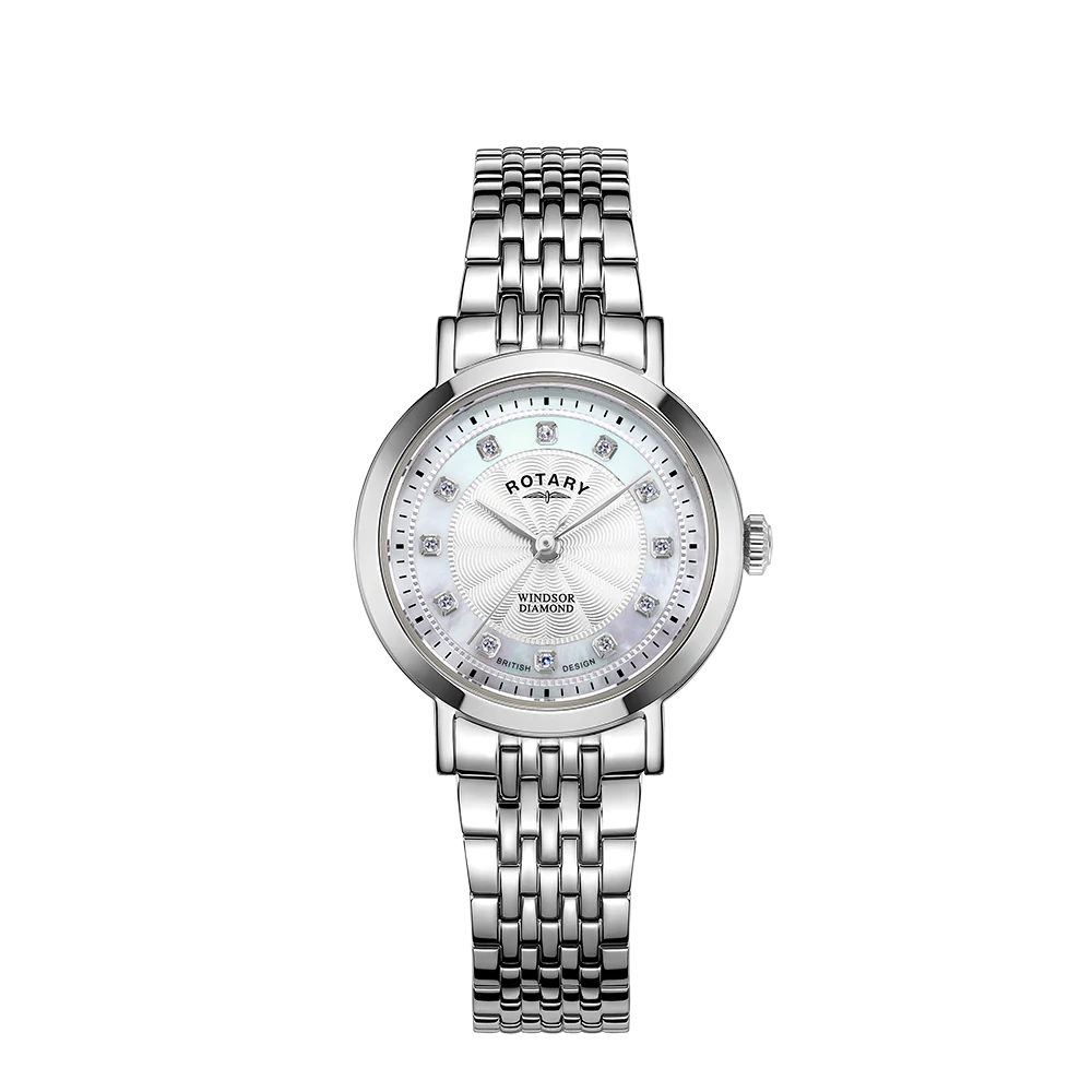 Rotary Windsor diamond set stainless steel bracelet watch