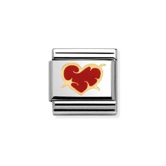 Nomination Classic 18K Gold and Enamel Gold & Red Love Heart With Thorns Charm 030253/39
