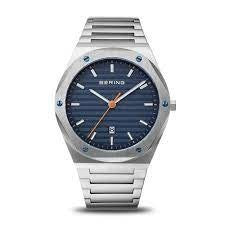 19641-707 Bering S/S Polished/Brushed Silver Bracelet Watch With S/S Case Sapphire Glass, Dark Blue Face 3yrs Limited warranty