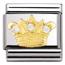 Nomination Classic 18K Gold Cubic Zirconia Set Crown Charm 030308