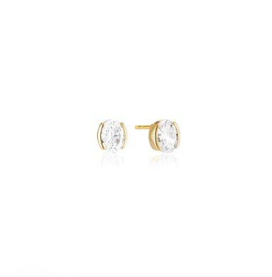 SJ-E2350-CZ-YG SIF JAKOBS Ellisse Creolo White Cubic Zircon Set Stud Earrings 18ct Yellow Gold Plated silver
