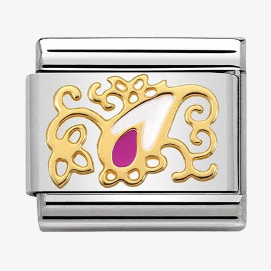 Nomination Classic 18K Gold and Enamel White and Pink Cashmere Drop Charm 030281/32