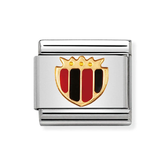 Nomination Classic 18K Gold and Enamel Red and Black Football Shield Charm 030204/05