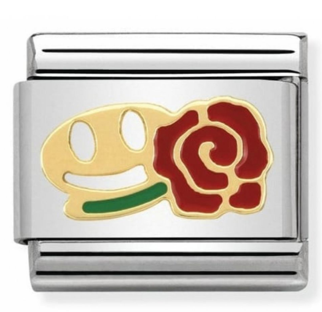 Nomination Classic 18K Gold and Enamel Smile With Rose Charm 030243/26