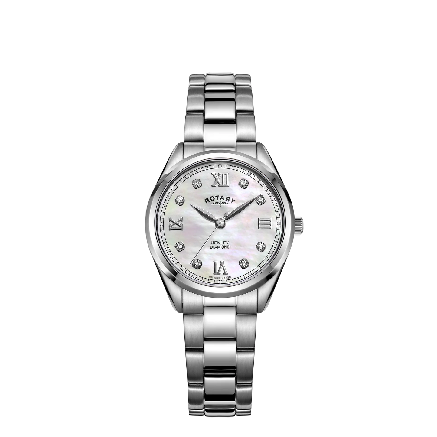 Rotary Henley Diamond set MOP dial Stainless Steel bracelet watch