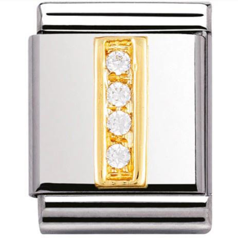 Nomination Big 18k Gold Letter Initial CZ Set Charm 032301
