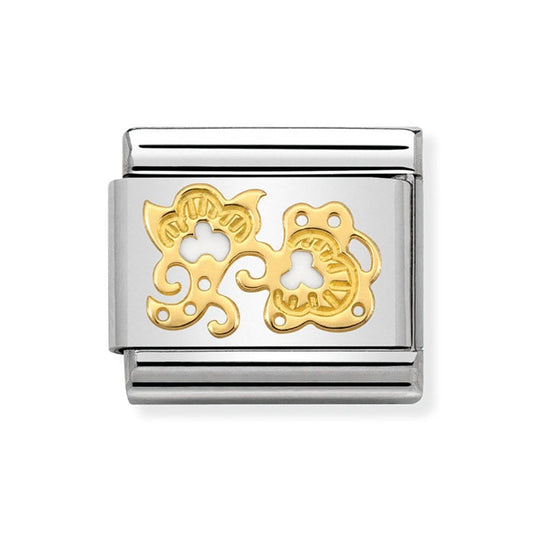 Nomination Classic 18K Gold and Enamel White and Gold Cashmere Flower Buds Charm 030281/20