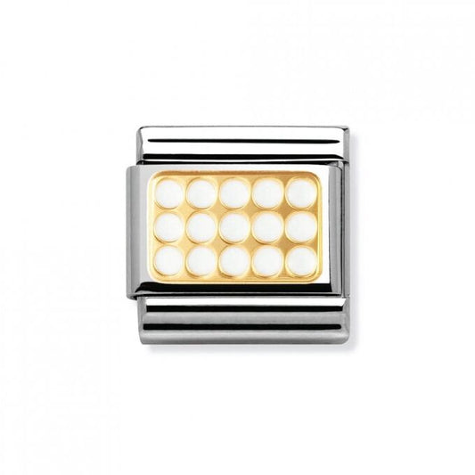 Nomination Classic 18K Gold and Enamel White & Gold Elegance Grill Charm 030280/03