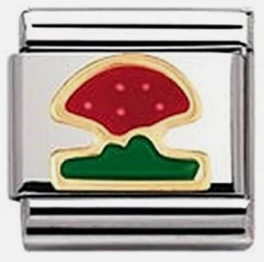 Nomination Classic 18K Gold and Enamel Gold, Red and Green Mushroom Charm 030214/11