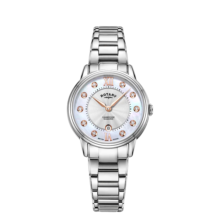 Ladies Rotary Stainless Steel Diamonds Dress Watch Dial Set With Diamonds